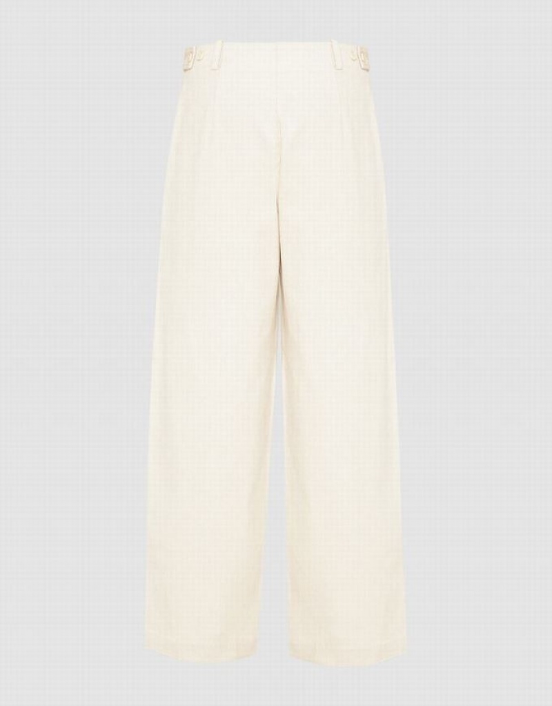 White Urban Revivo Textured Wide-Leg Women's Pants | 32198EJBL