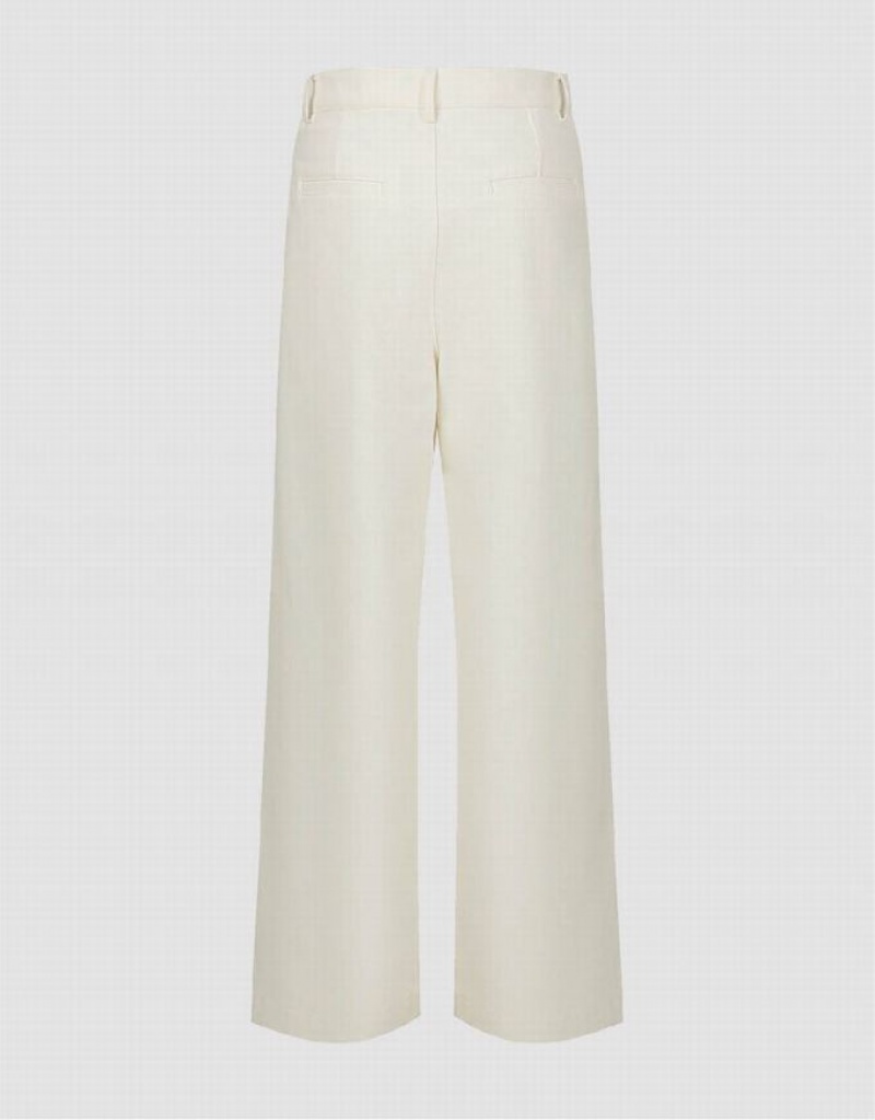 White Urban Revivo Wide-Leg Women's Jeans | 03749QVCZ