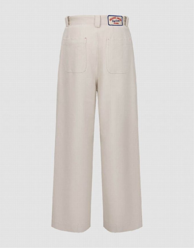 White Urban Revivo Wide-Leg Women's Pants | 19760QLGR