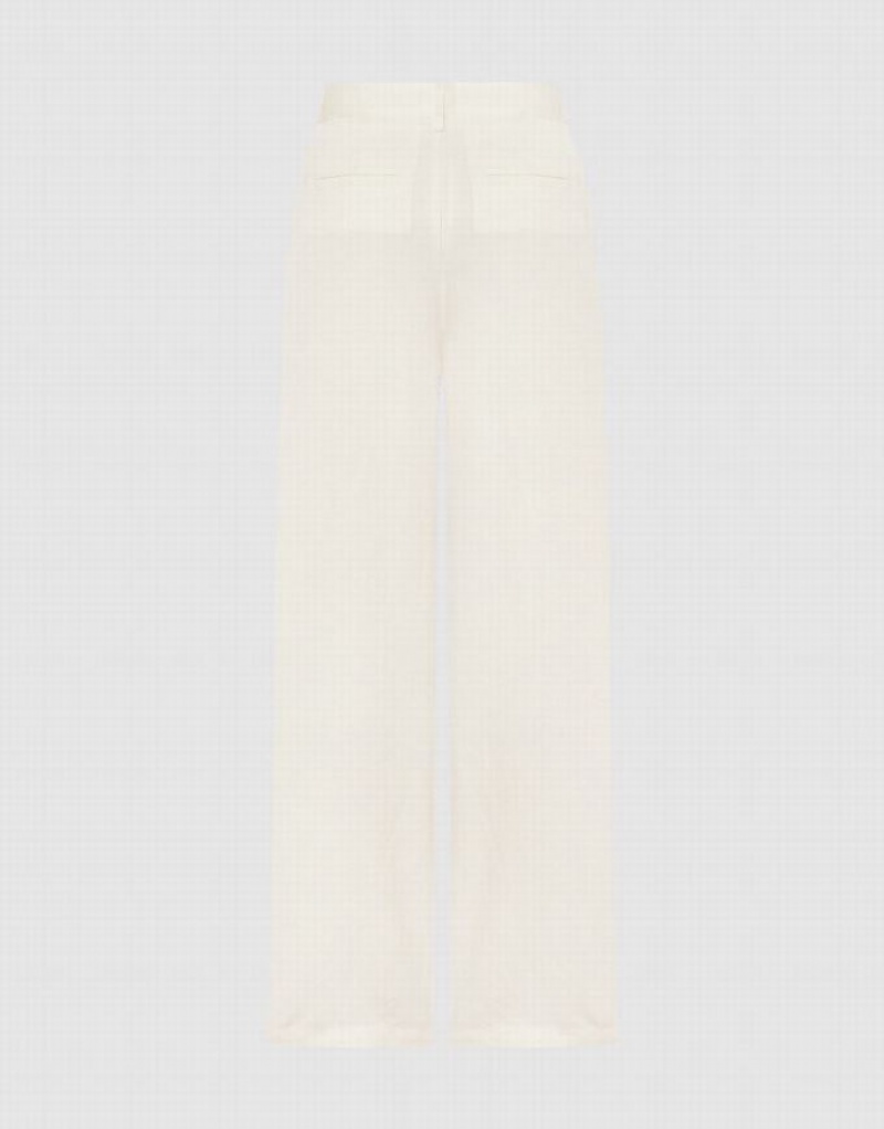 White Urban Revivo Wide-Leg Women's Pants | 51069SQXW