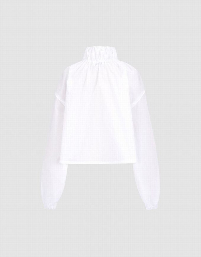 White Urban Revivo Zip Up Cropped Women's Jacket | 97483MKVU