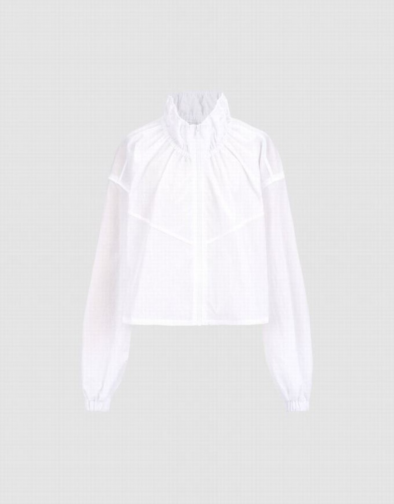 White Urban Revivo Zip Up Cropped Women's Jacket | 97483MKVU