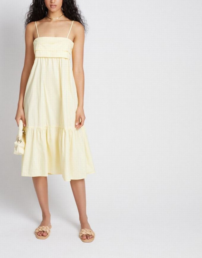 Yellow Urban Revivo Cami Ruffle Hem Midi Women's Midi Dress | 31587ZIYN