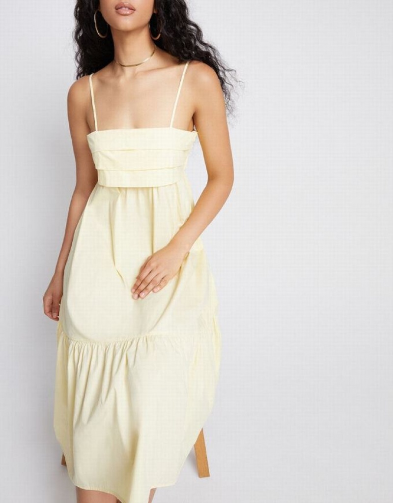 Yellow Urban Revivo Cami Ruffle Hem Midi Women's Midi Dress | 31587ZIYN