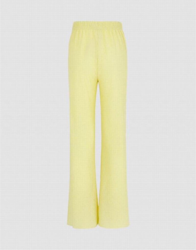 Yellow Urban Revivo Elastic Waist Knitted Flare Women's Pants | 14895EZHS