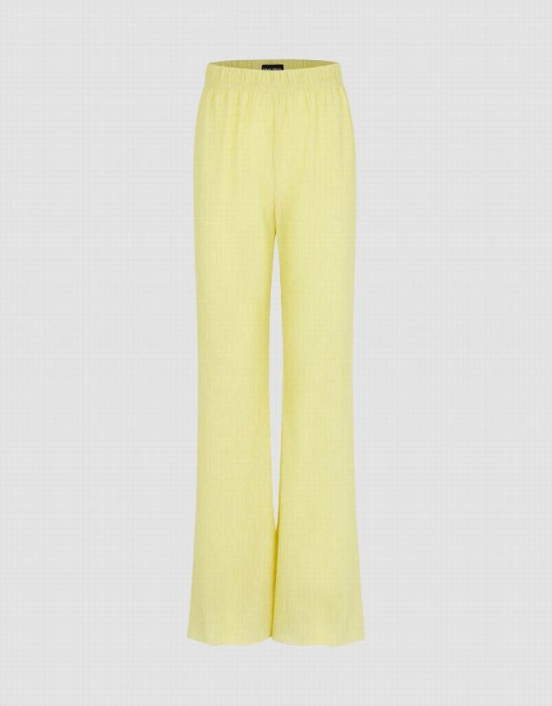 Yellow Urban Revivo Elastic Waist Knitted Flare Women\'s Pants | 14895EZHS