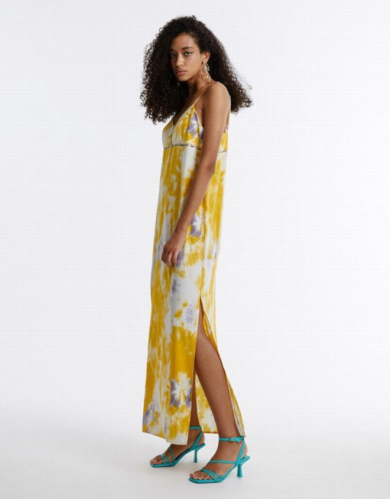 Yellow Urban Revivo Flowy Floral Women's Casual Dress | 29463DQCS