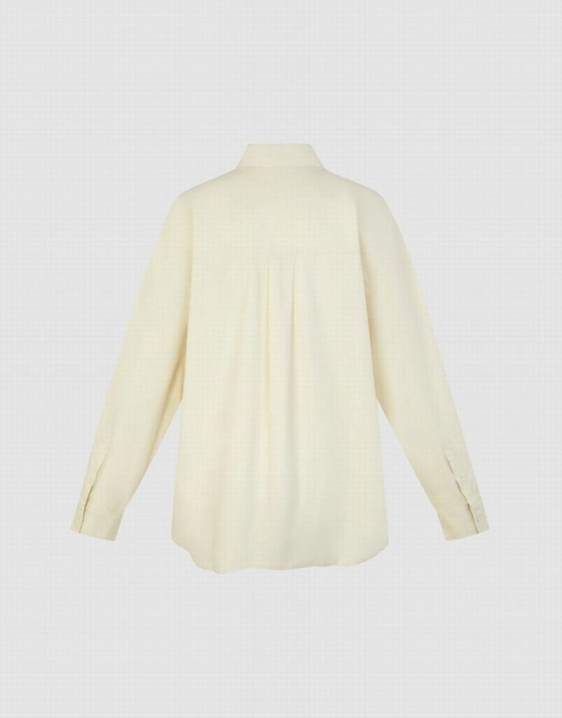 Yellow Urban Revivo Loose Long Sleeve Women's Shirts | 40581KJOQ