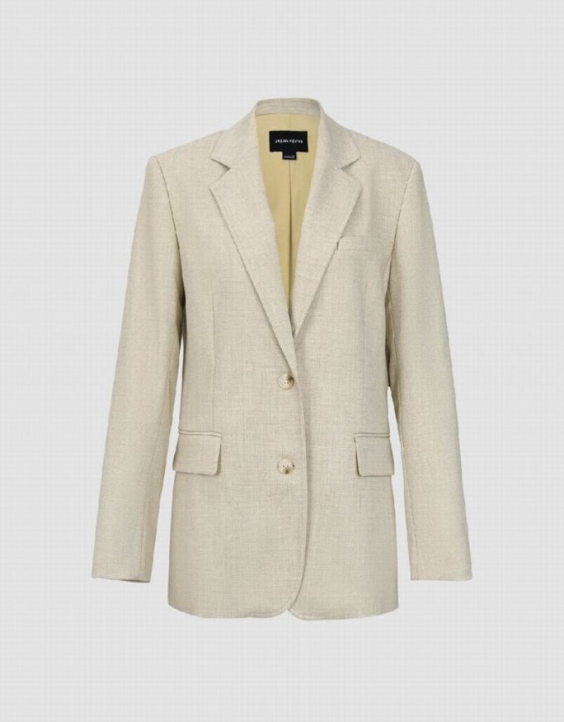 Yellow Urban Revivo Notch Lapel Tailored Women's Blazers | 86253JCGD