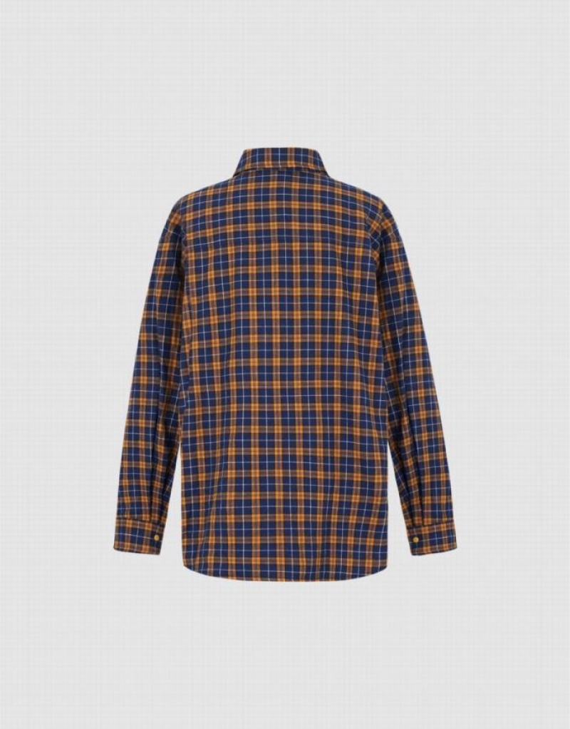 Yellow Urban Revivo Plaid Women's Shirts | 61058IJKH