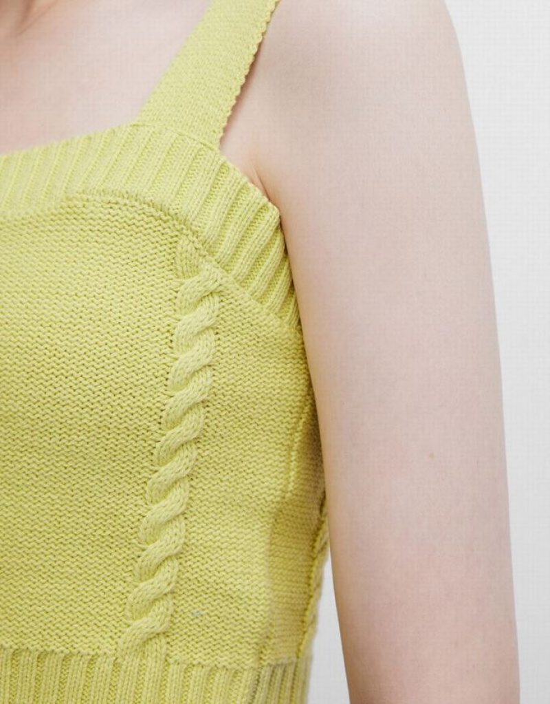 Yellow Urban Revivo Square Neck Knitted Sleeveless Women's Tank Top | 38265SIXP