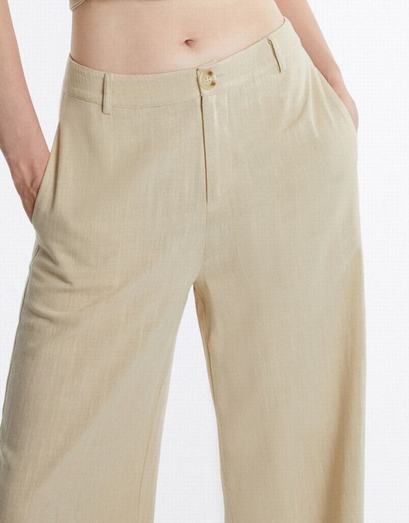 Yellow Urban Revivo Straight Fit Women's Pants | 63798DBHW