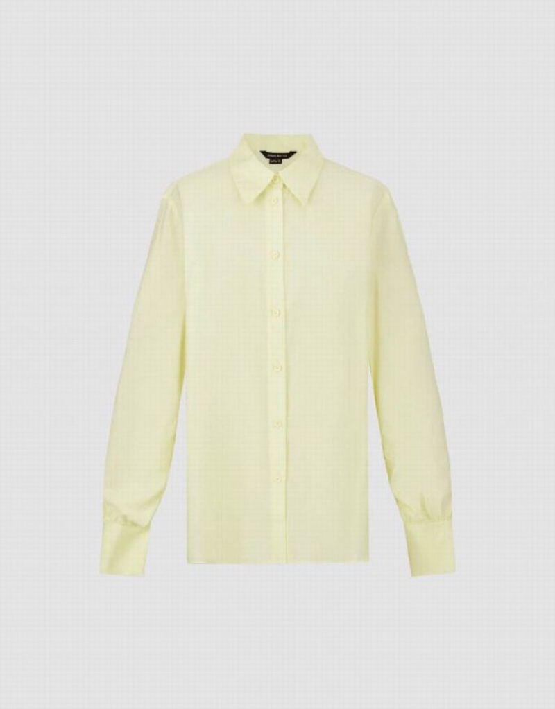 Yellow Urban Revivo Straight Lapel Women's Shirts | 69842DLXA